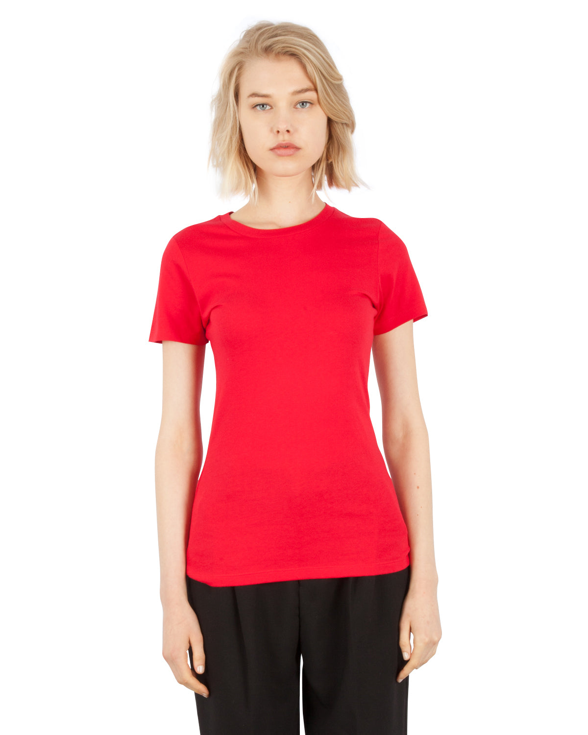 Women Round Neck Cotton Red