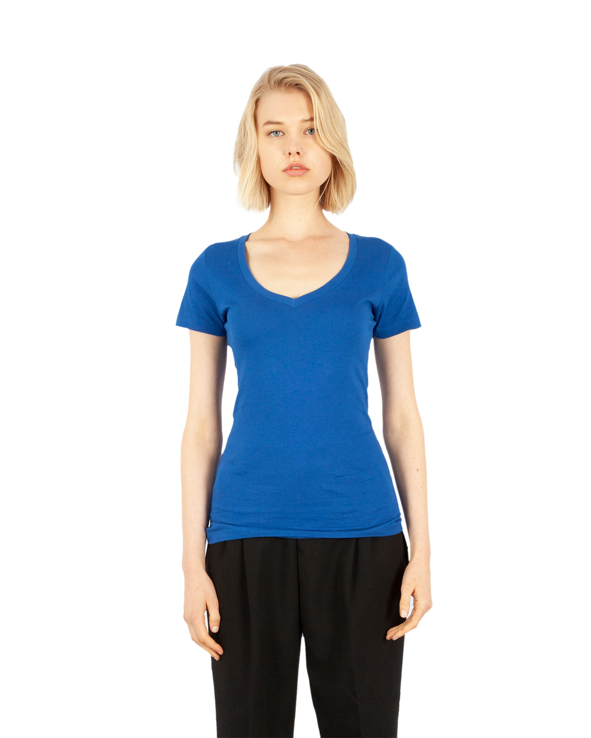 1020 Combed Cotton Deep V-Neck